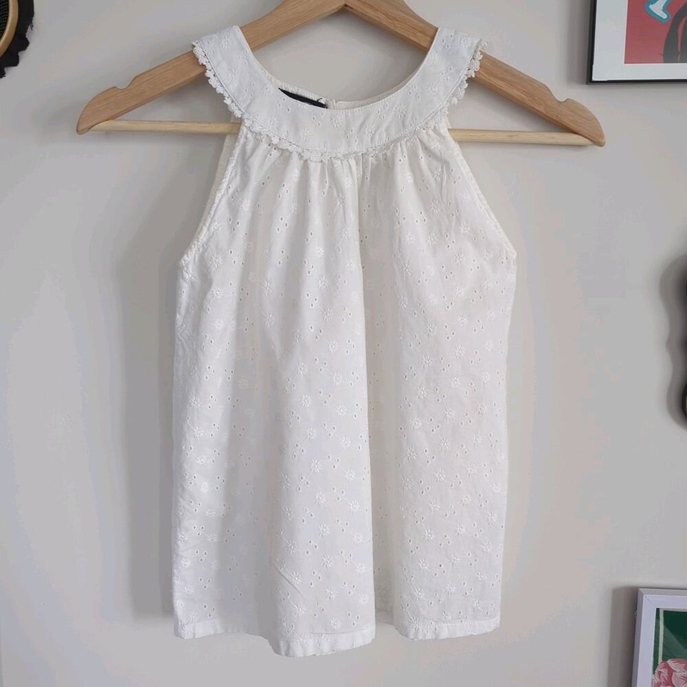 Oscar De La Renta Kid's White Eyelet Sleeveless Spring Summer Top Size 12 Year